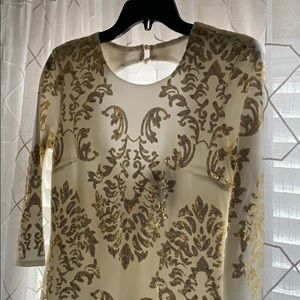 White cocktail dress with gold sequins